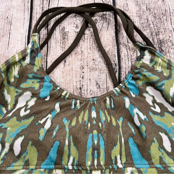 Prana Graphic Print shelf bra tank with strappy back size medium - Picture 3 of 8